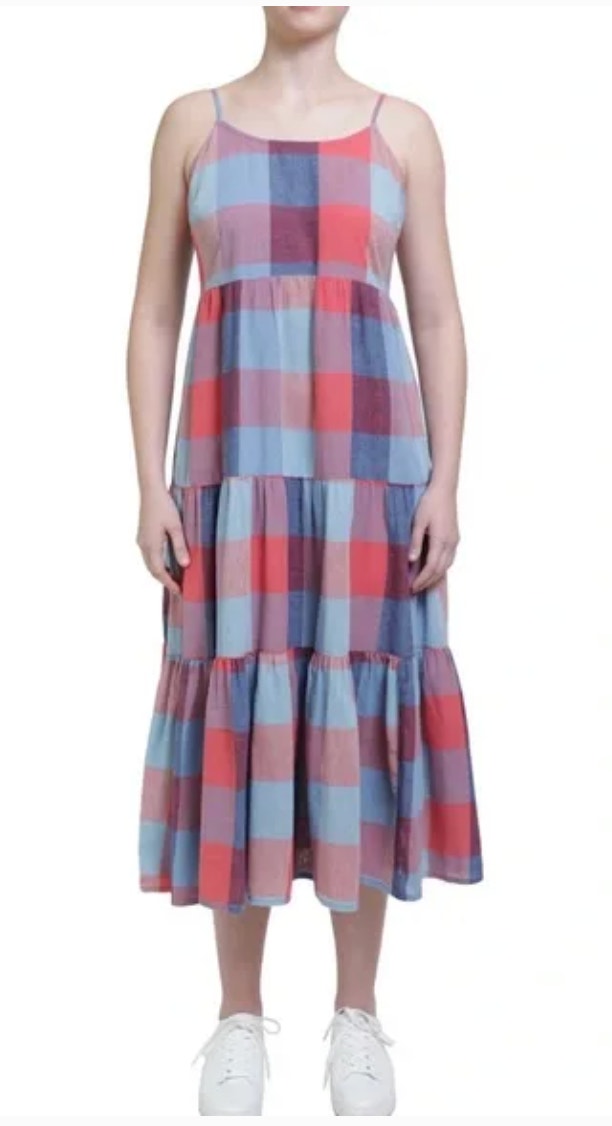 Nwt New Beach Lunch Lounge Plaid Maxi Midi Dress Size Medium M